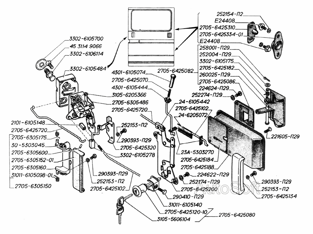 Замки и ручки боковой двери