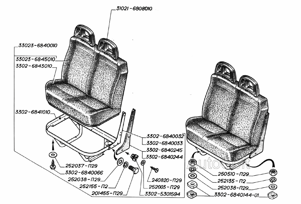 Двухместное сиденье кабины