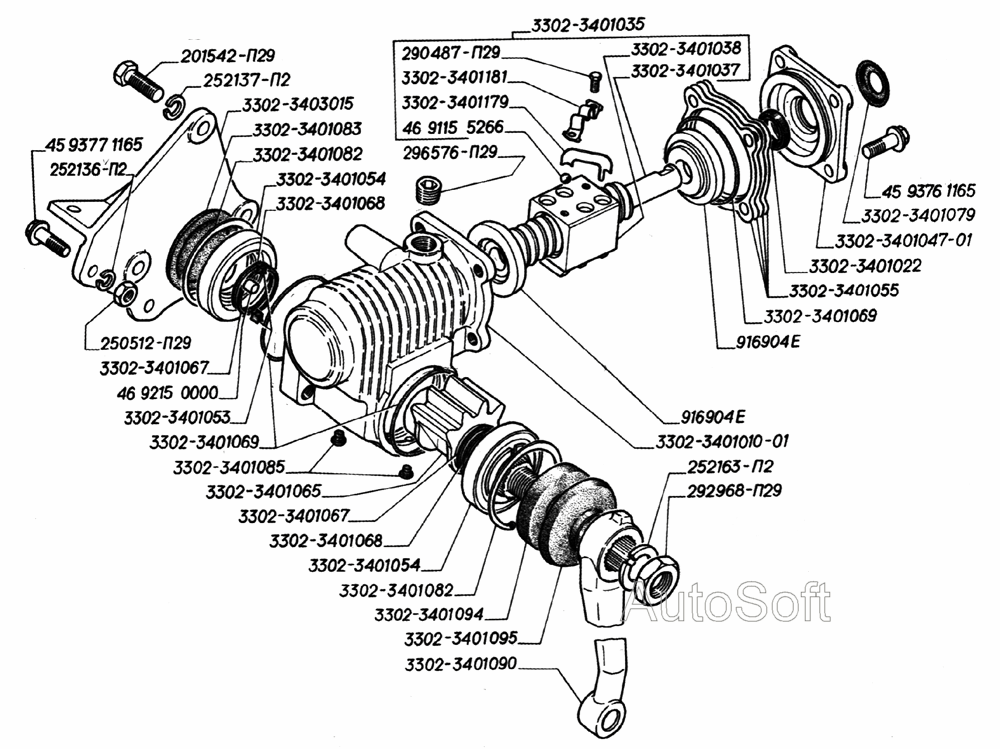 Механизм рулевого управления (для автомобилей без гидроусилителя руля)