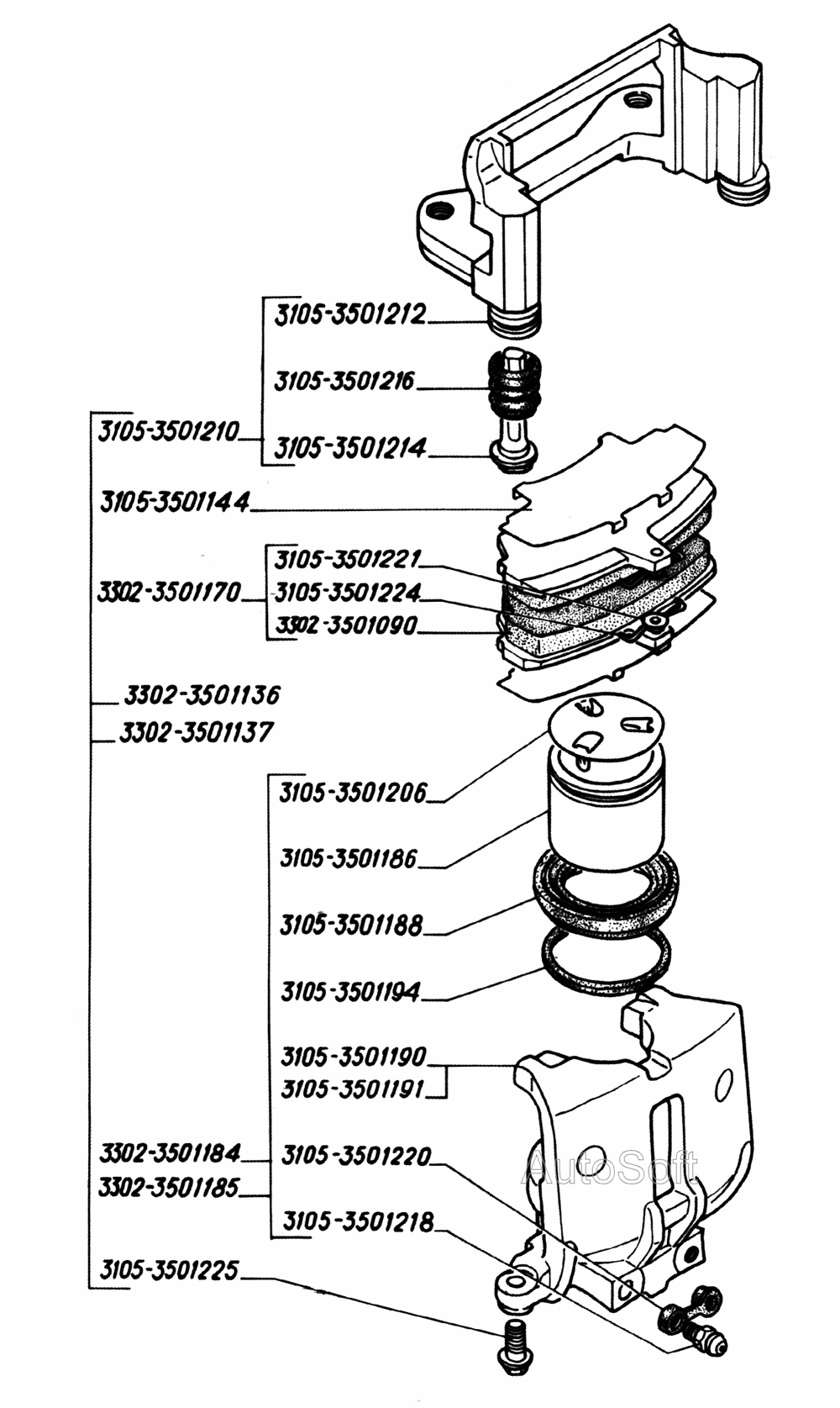 Скоба передних дисковых тормозов