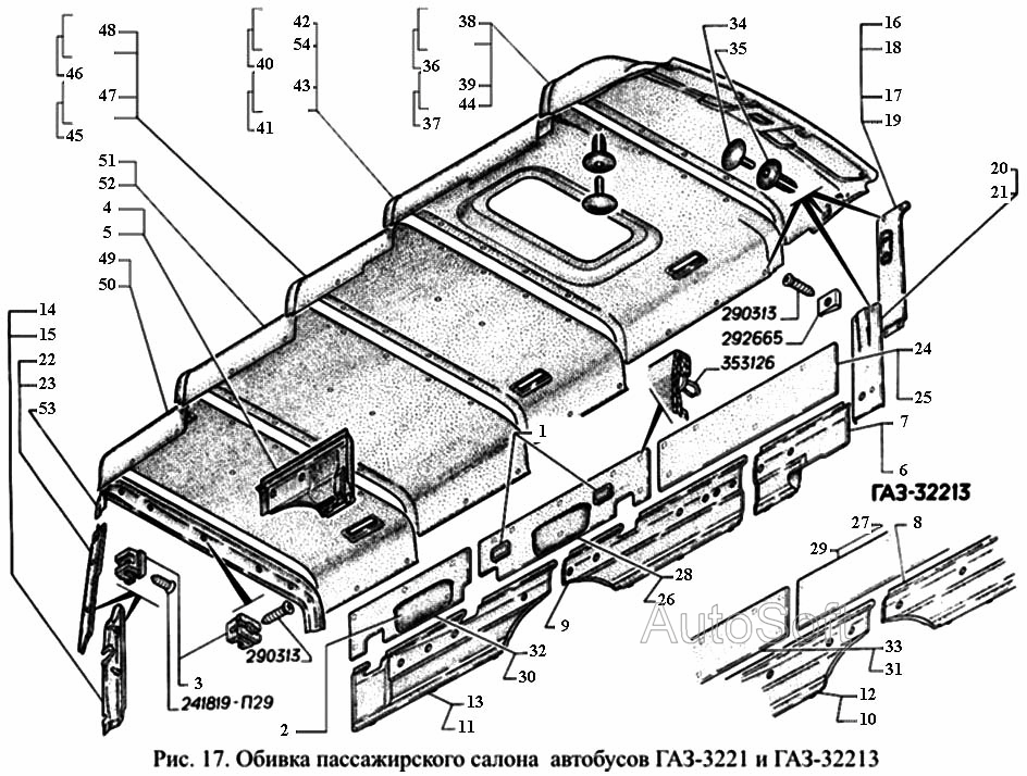 Обивка пассажирского салона автобусов ГАЗ-3221 и ГАЗ-32213