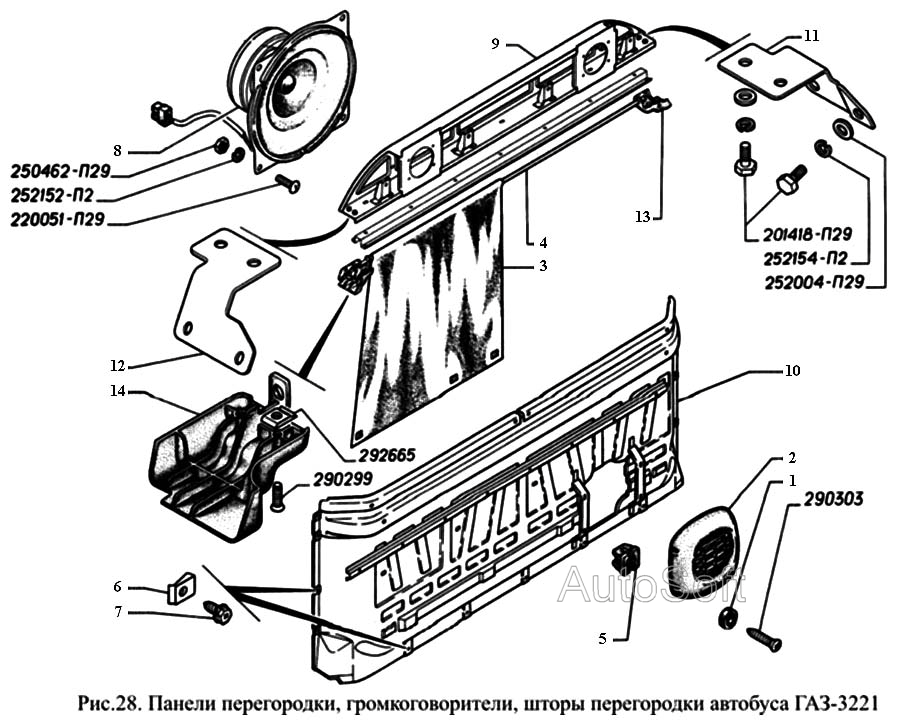 Панели перегородки, громкоговорттели, шторы перегородки автобуса ГАЗ-3221