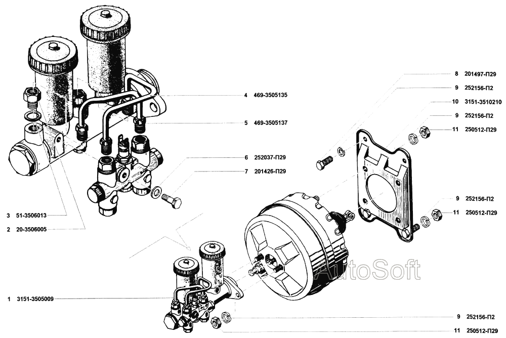Цилиндр главный гидравлических тормозов
