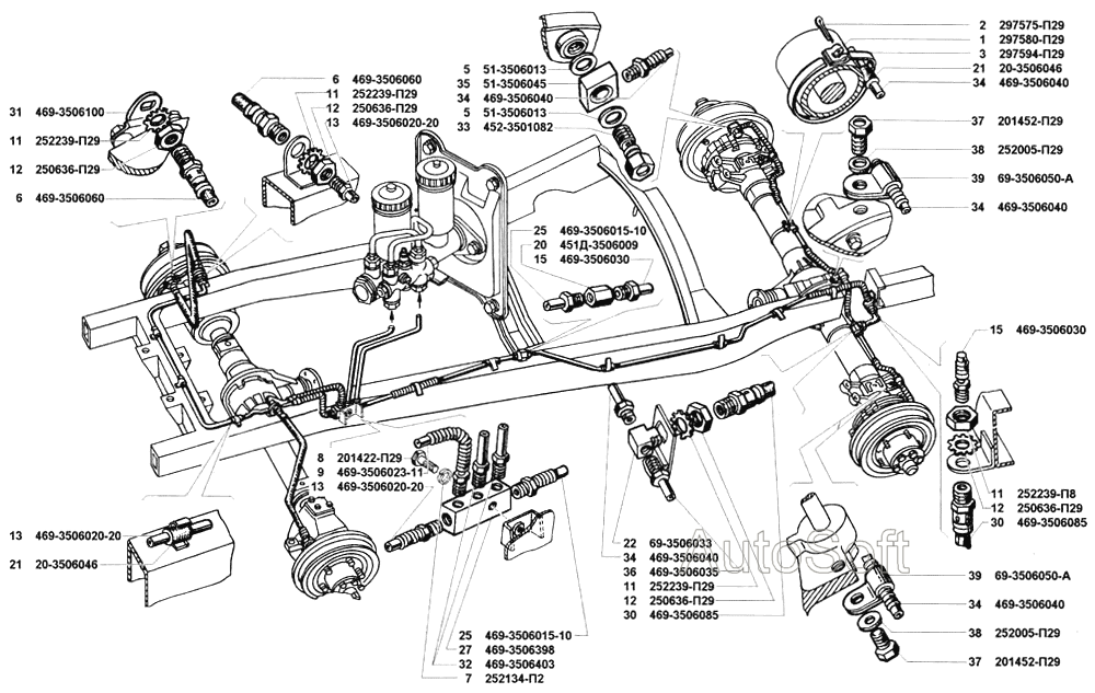Трубопроводы гидравлических тормозов