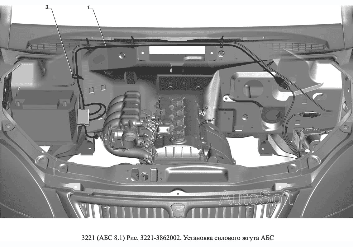 3221-3862002. Установка силового жгута АБС