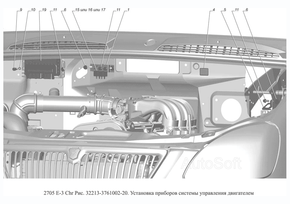 32213-3761002-20.Установка приборов системы управления двигателем