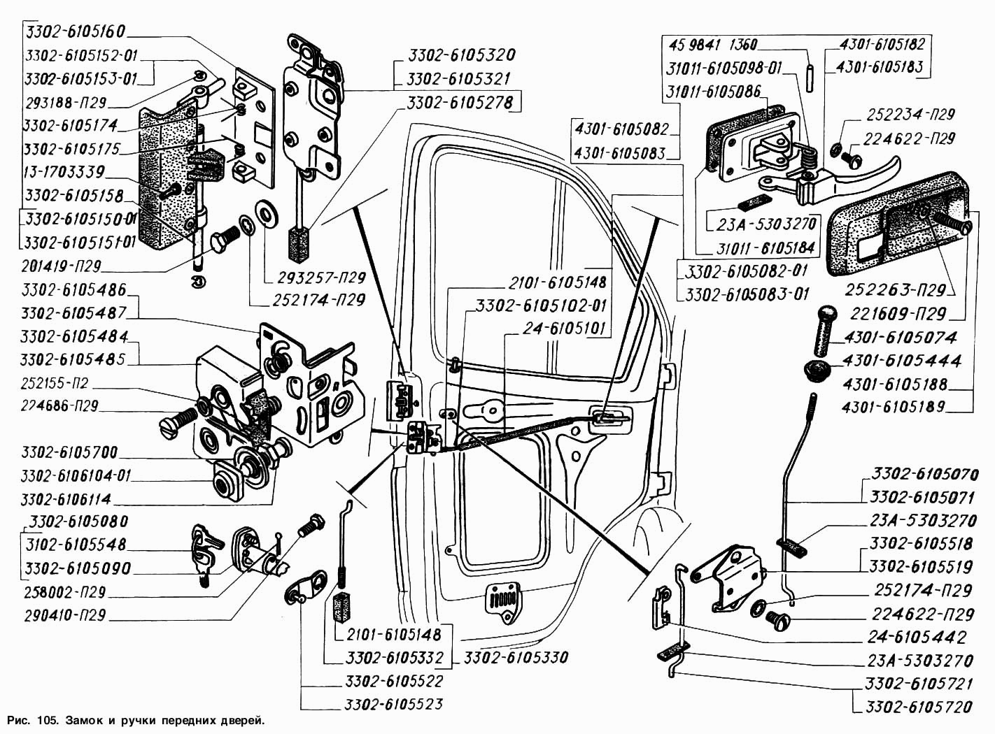 Замок и ручки передних дверей