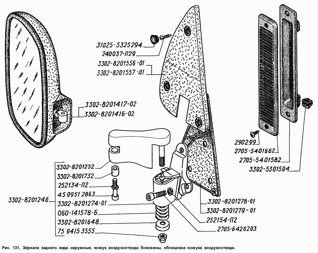 Зеркала заднего вида наружные, кожух воздухоотвода боковины, облицовка кожуха воздухоотвода