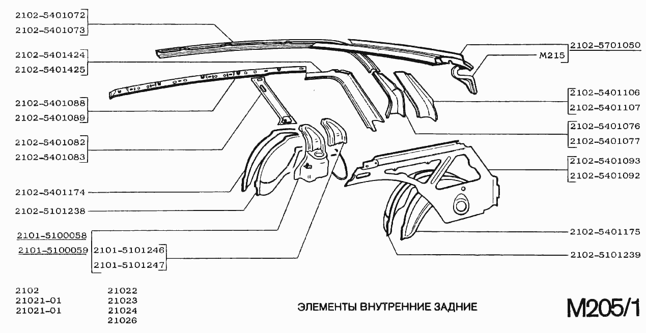Элементы внутренние задние