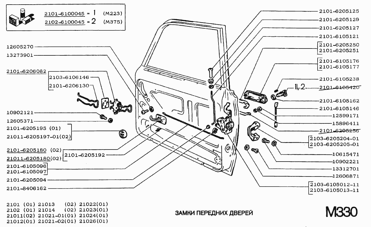 Замки передних дверей