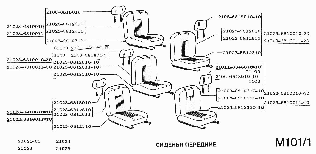 Сиденья передние