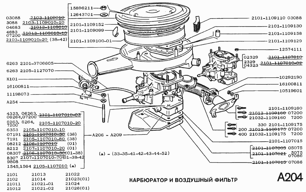 Карбюратор и воздушный фильтр