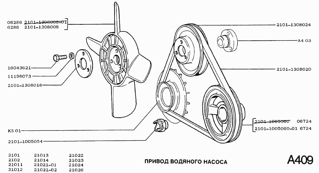 Привод водяного насоса