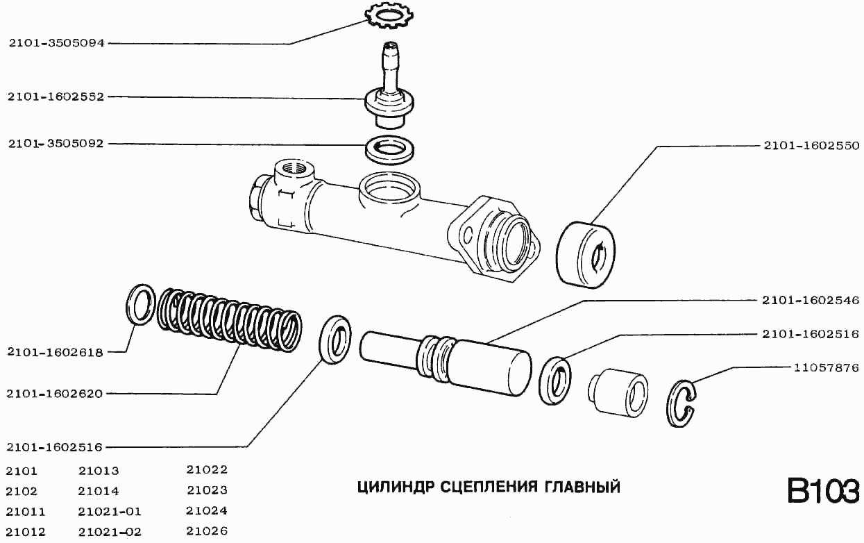 Цилиндр сцепления главный