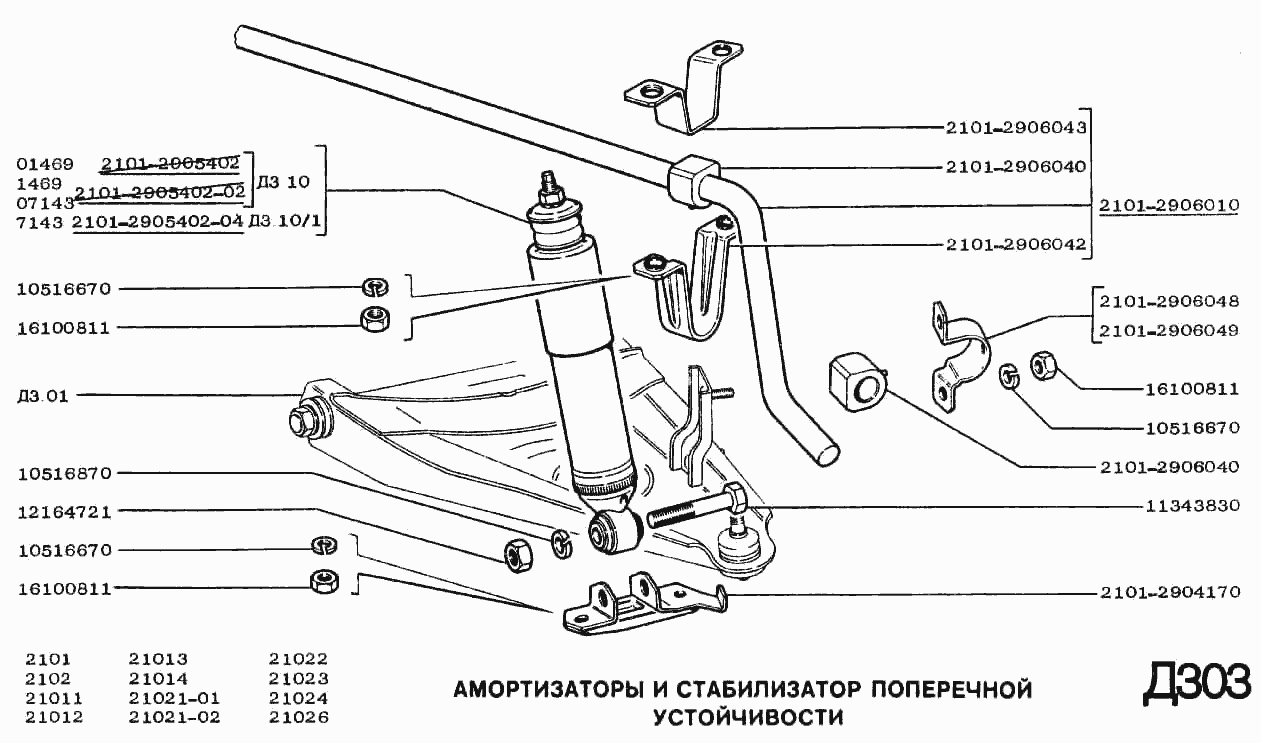 Амортизаторы и стабилизатор поперечной устойчивости