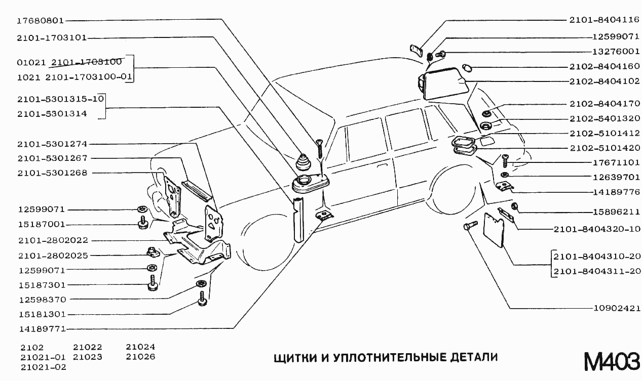 Щитки и уплотнительные детали