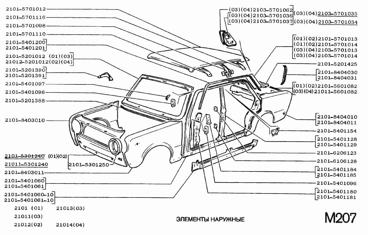 Элементы наружные
