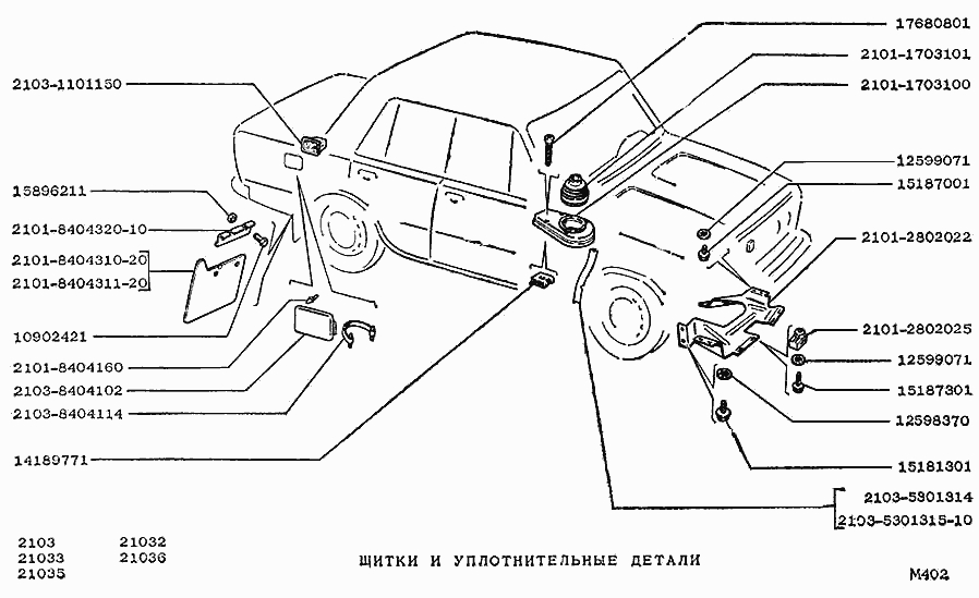 Щитки и уплотнительные детали
