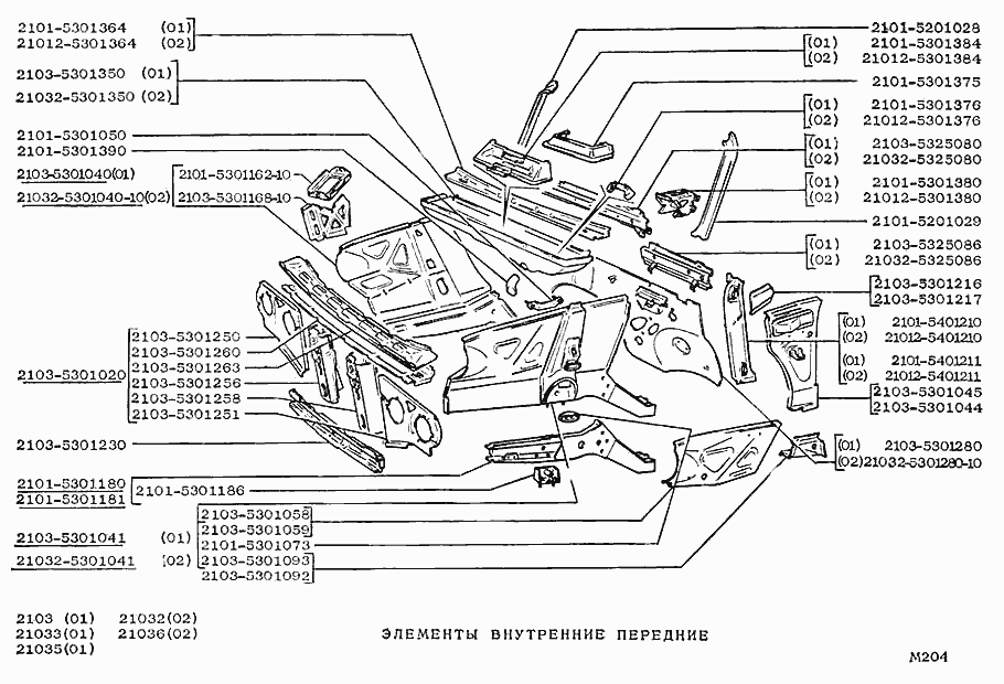 Элементы внутренние передние