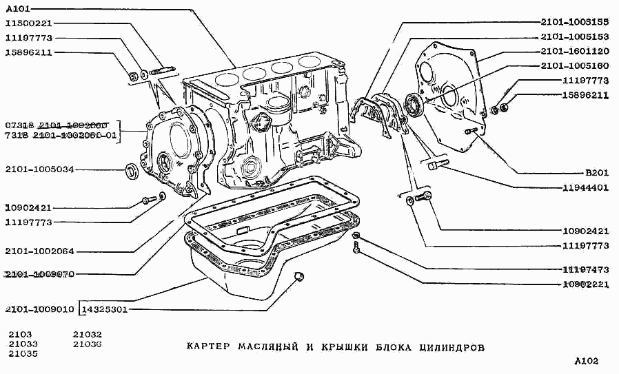 Картер масляный и крышки блока цилиндров