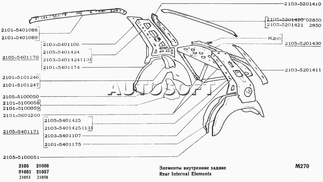 Элементы внутренние задние