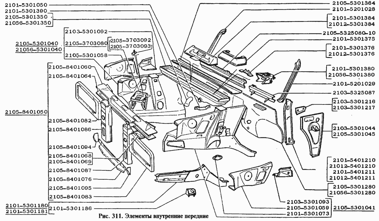 Элементы внутренние передние