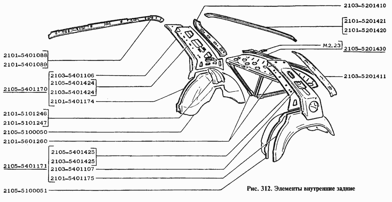 Элементы внутренние задние