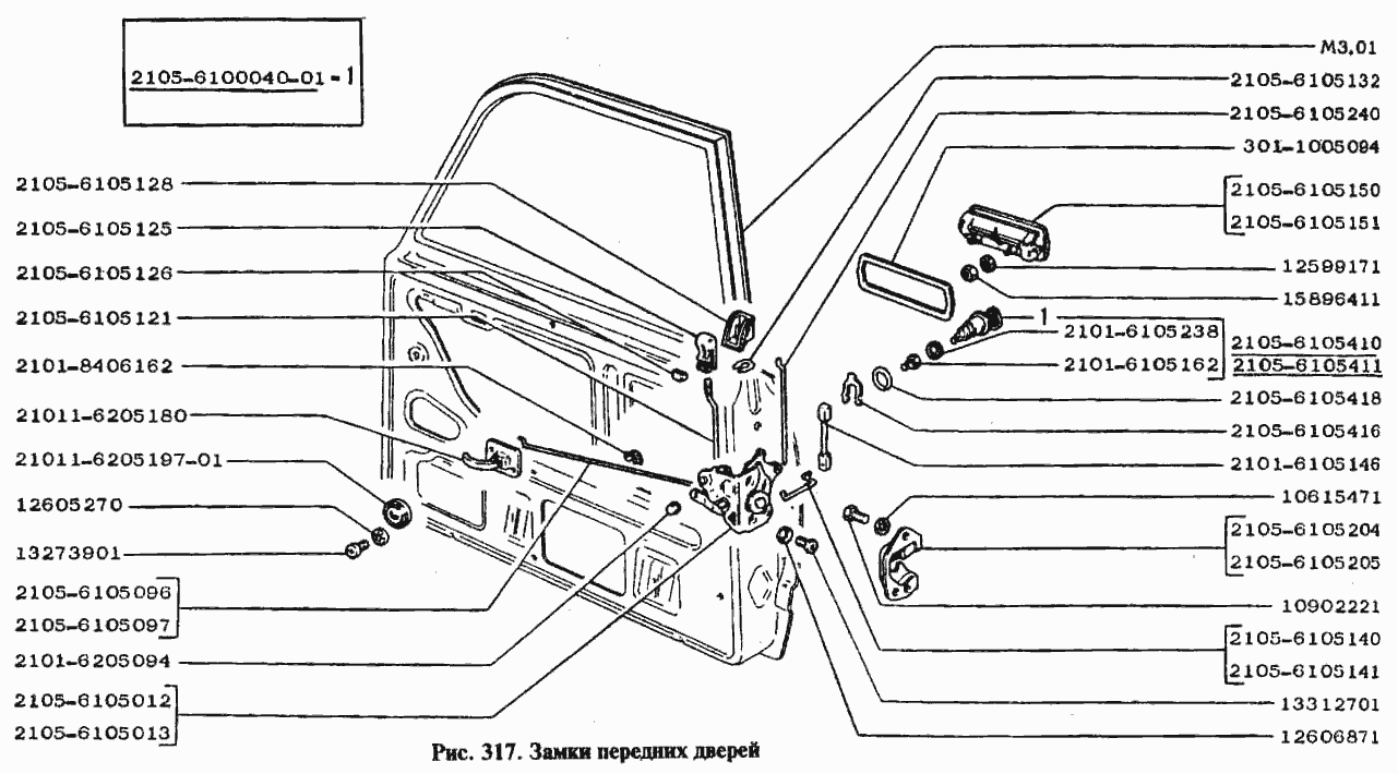 Замки передних дверей