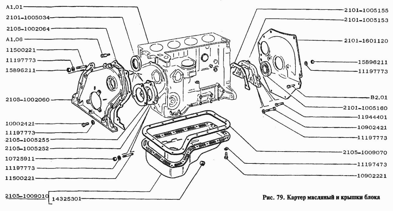 Картер масляный и крышки блока