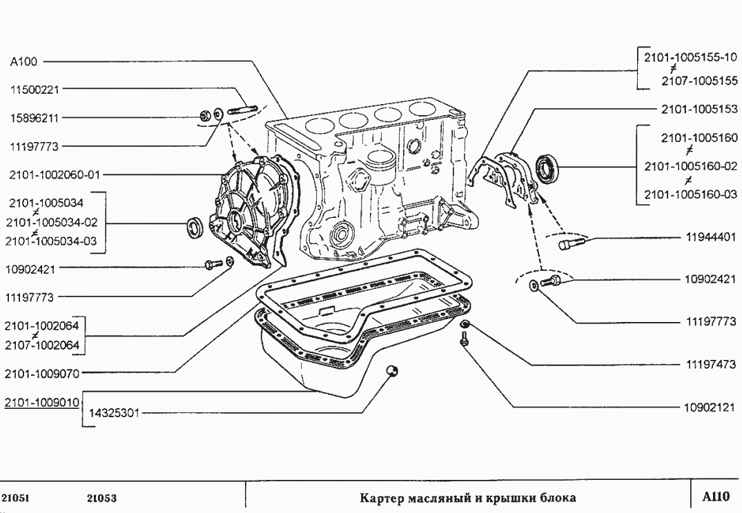 Картер масляный и крышки блока