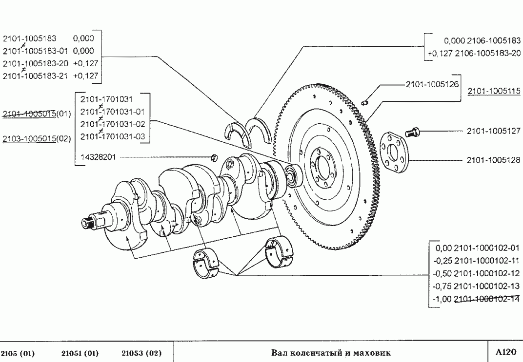 Вал коленчатый и маховик