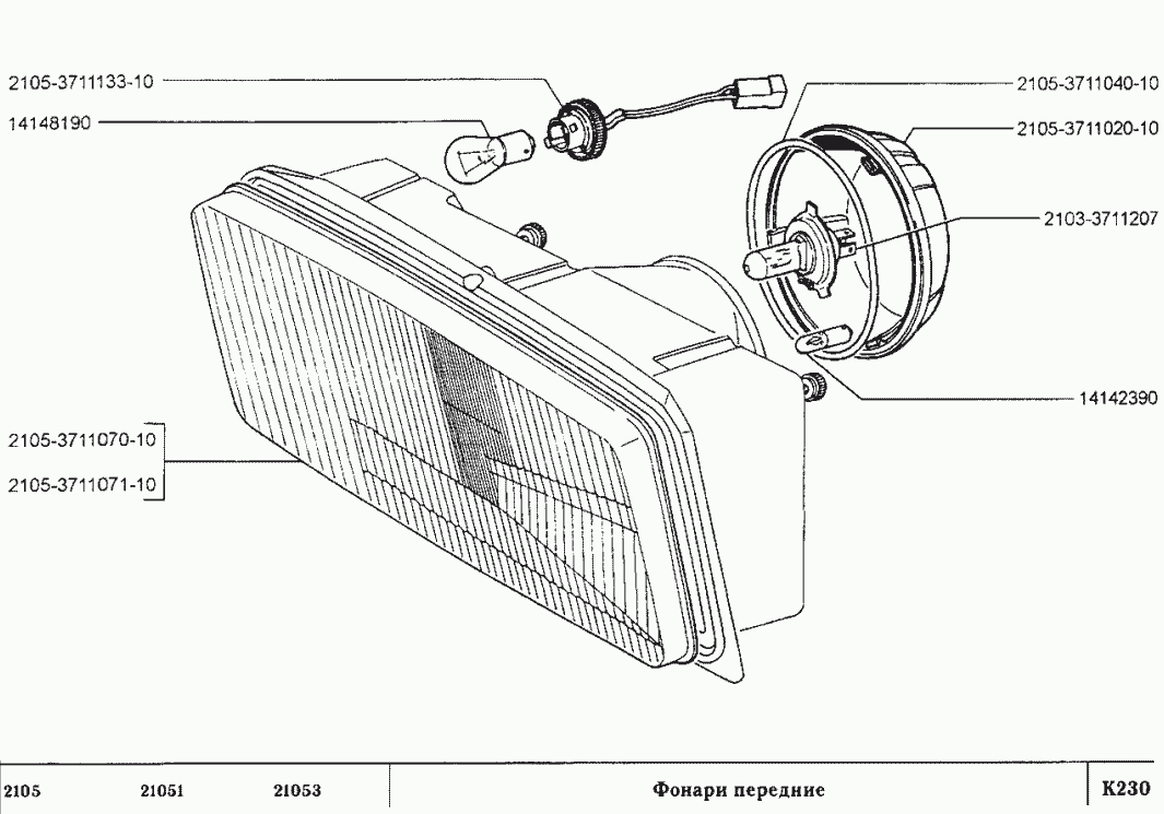 Фонари передние