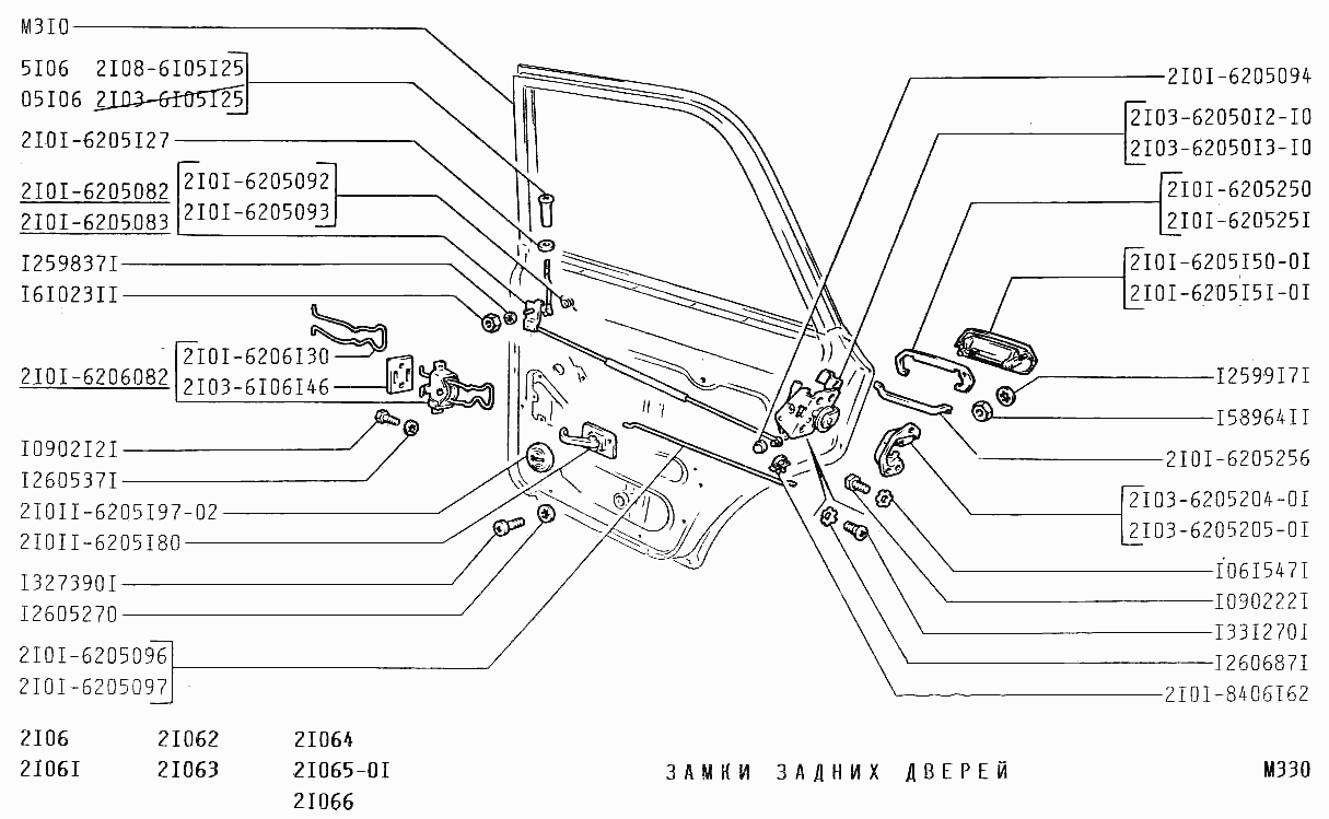 Замки задних дверей