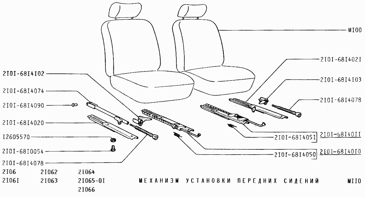 Механизм установки передних сидений