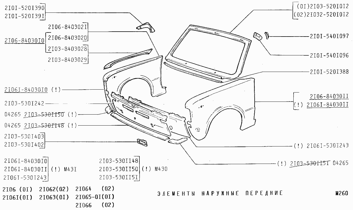 Элементы наружные передние
