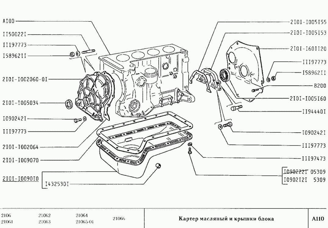 Картер масляный и крышки блока
