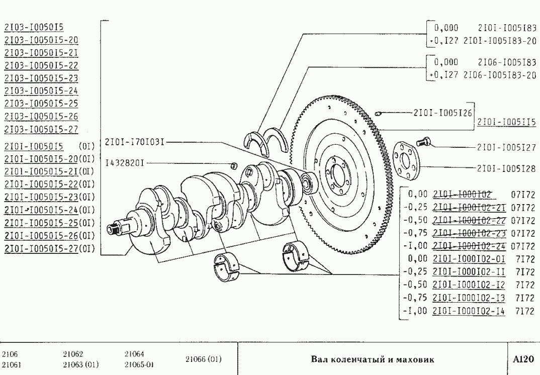 Вал коленчатый и маховик