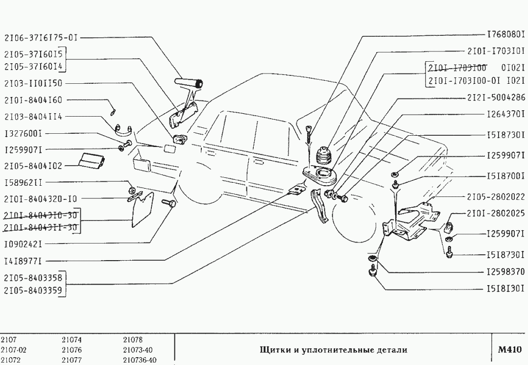 Щитки и уплотнительные детали