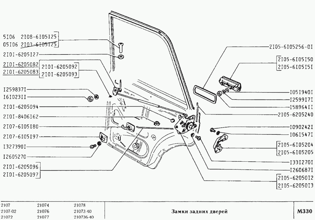 Замки задних дверей