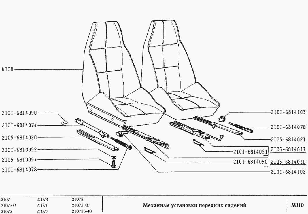 Механизм установки передних сидений