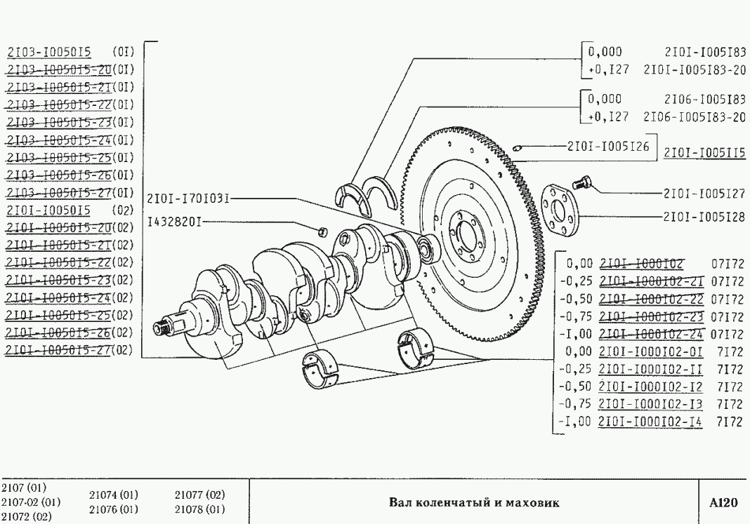 Вал коленчатый и маховик