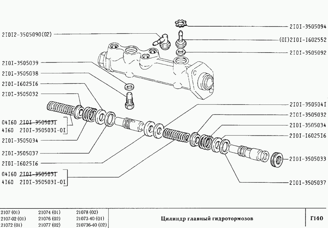 Цилиндр главный гидротормозов