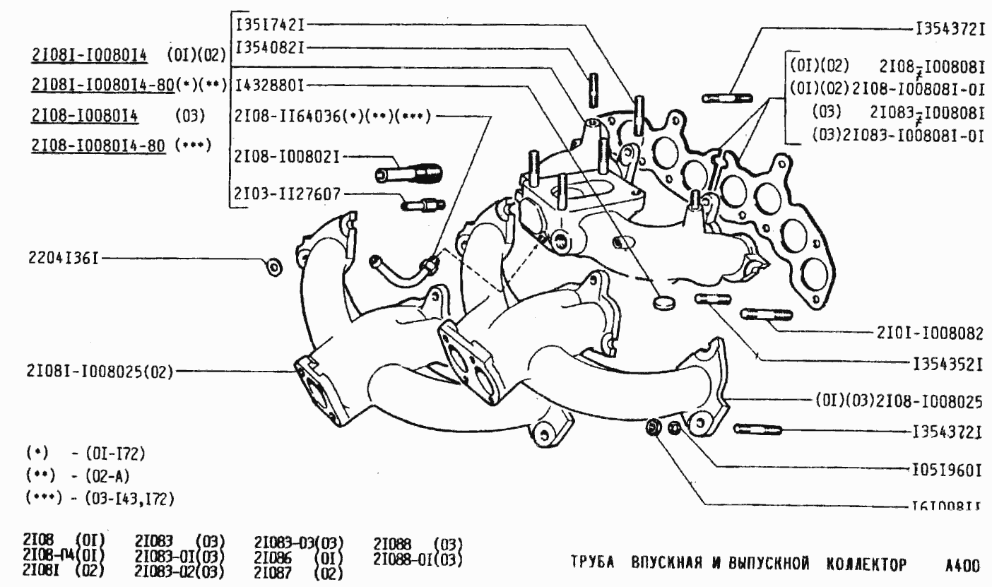 Труба впускная и выпускной коллектор