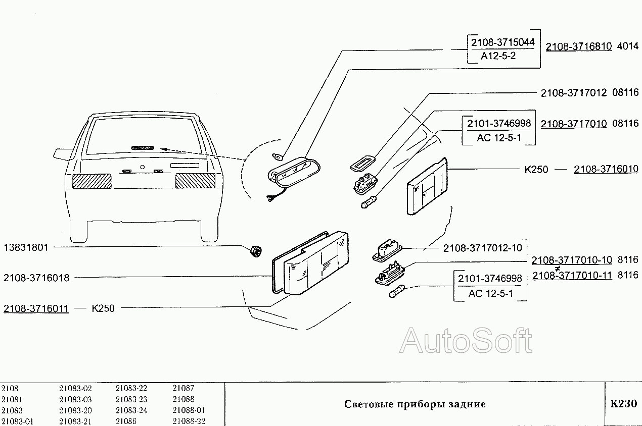 Световые приборы задние