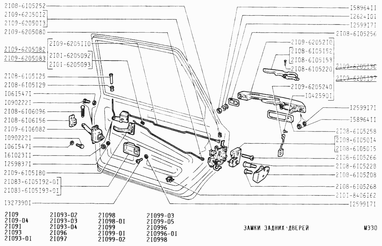 Замки задних дверей