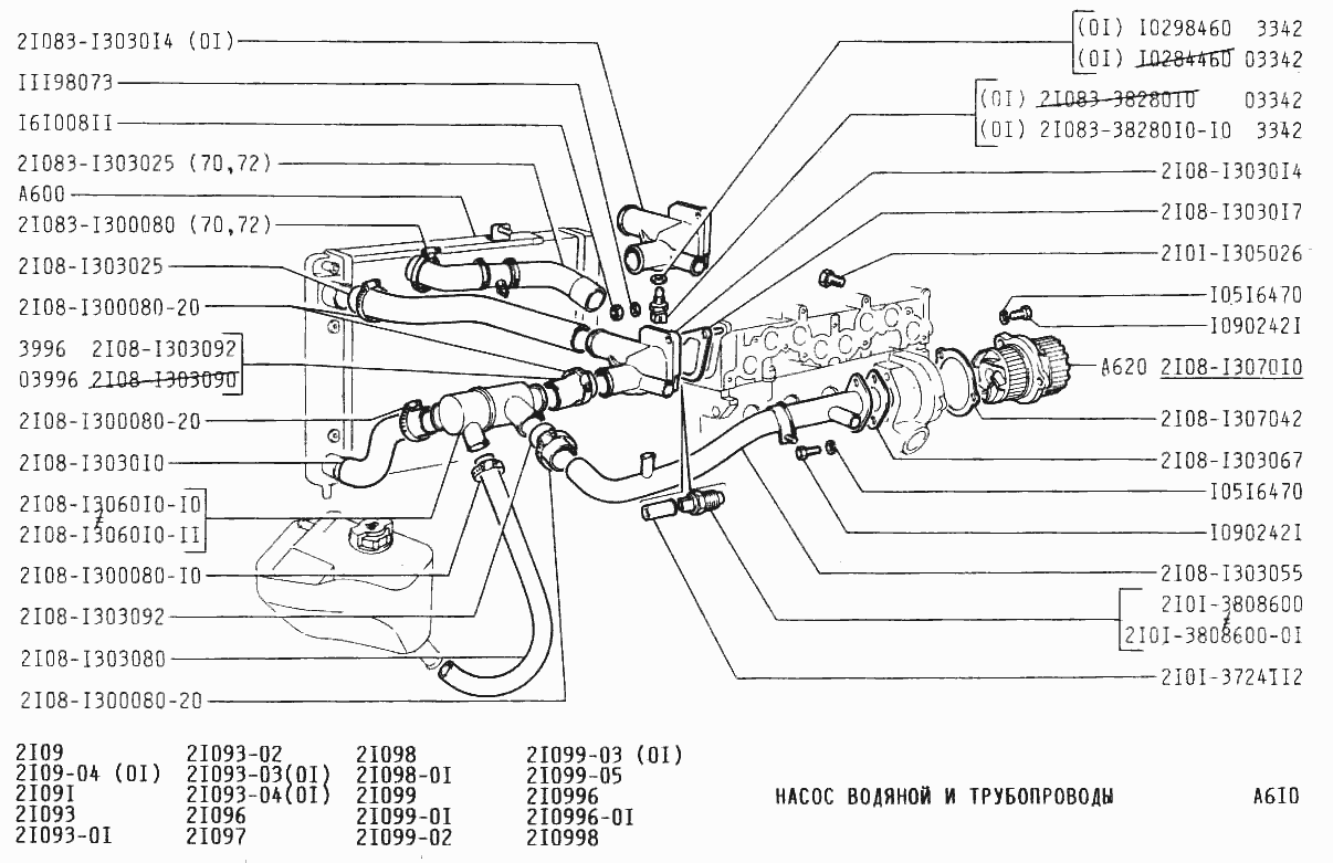 Насос водяной и трубопроводы