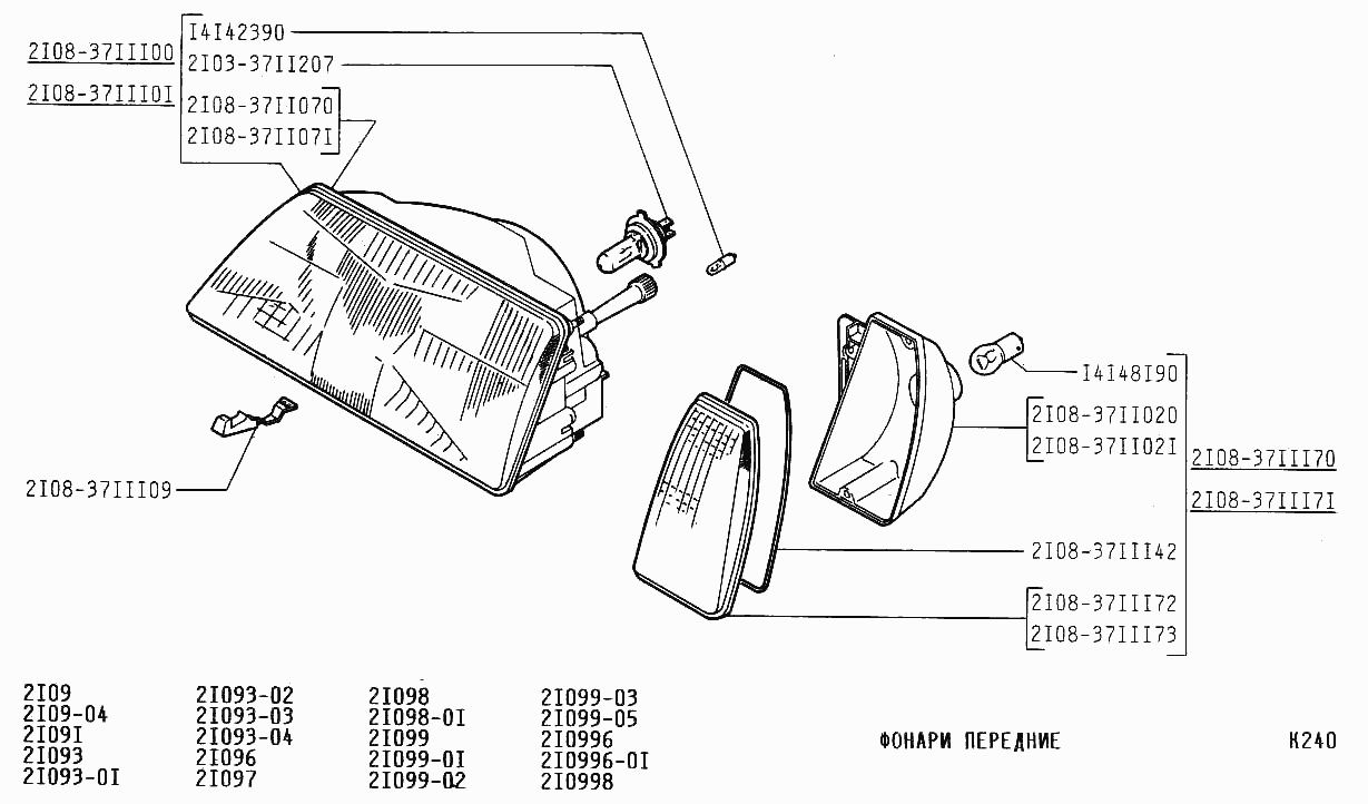 Фонари передние