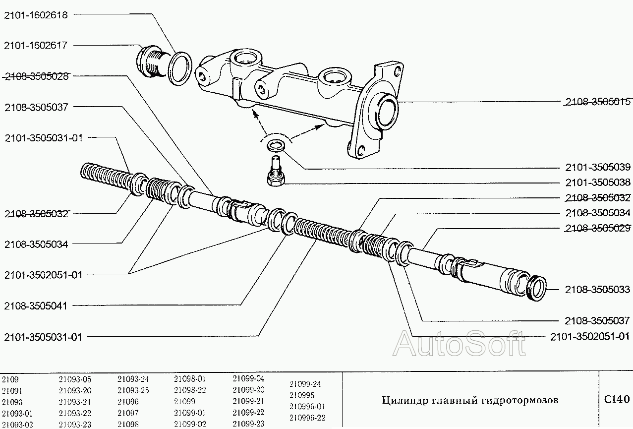 Цилиндр главный гидротормозов