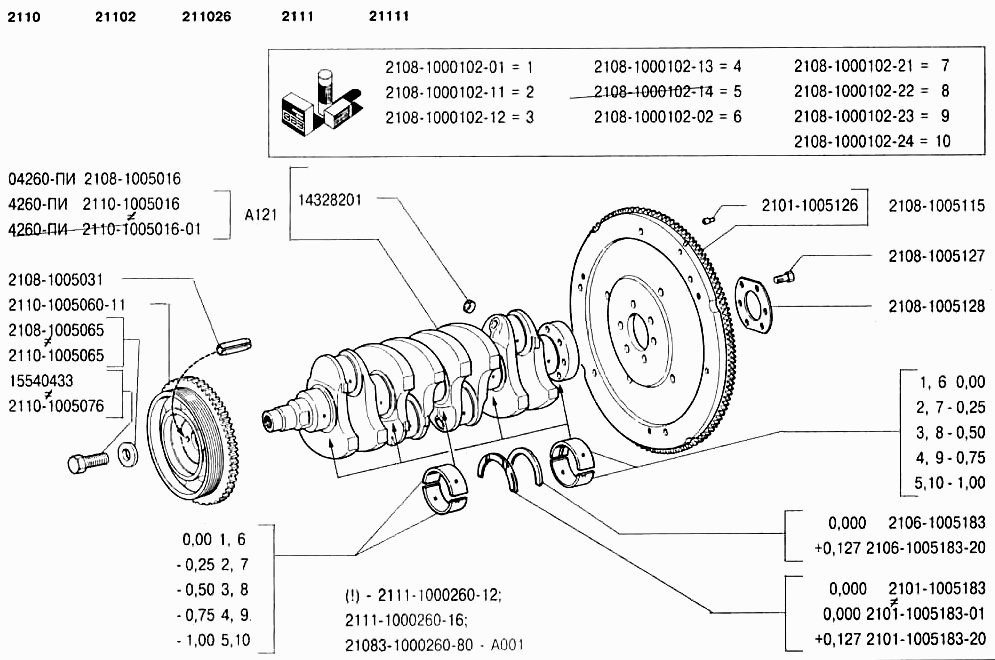 Вал коленчатый и маховик