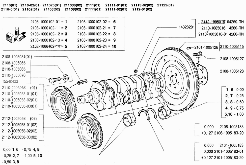 Вал коленчатый и маховик